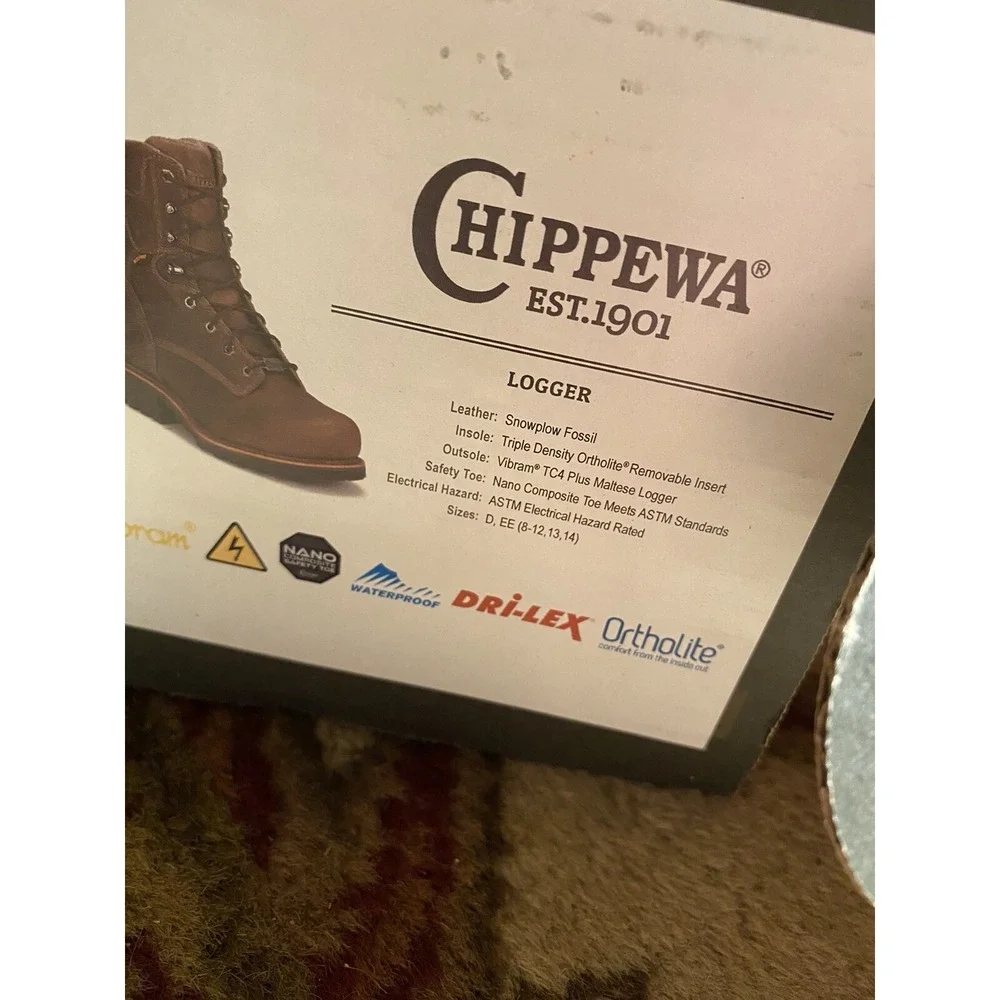 Men's Chippewa 73211 Logger Boots Size 9‎ EE Insulated Waterproof Brown New